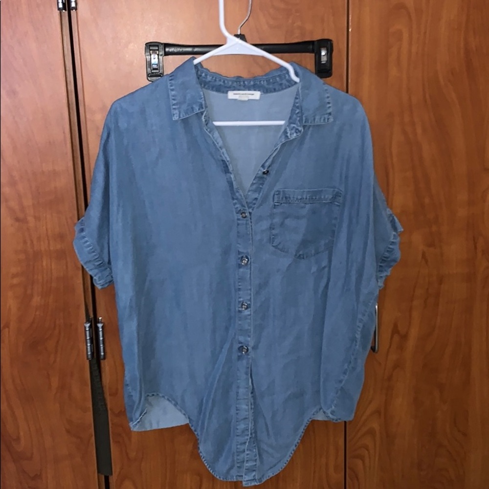 Denim soft oversized shirt button down